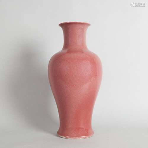 A Chinese Peach-Bloom-Glazed Baluster Vase (hallmark)