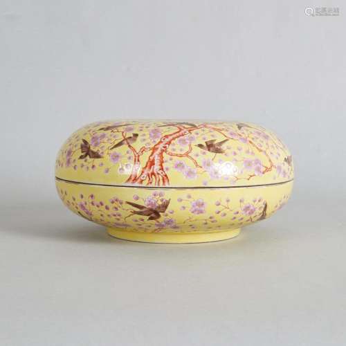 A Chinese Yellow-Ground 'Magpie and Prunus' Box and ...