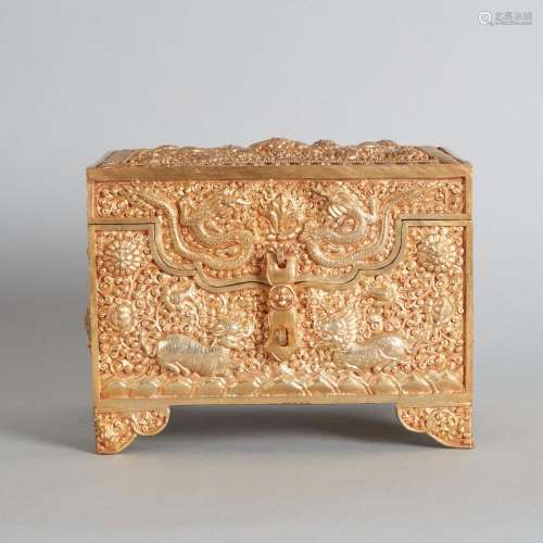 A Rectangular Asian Jewllery Box (Repousse and Dore)