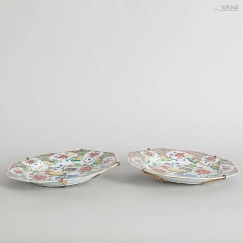 A Pair of 18th Century Chinese Export Famille Rose 'Roos...