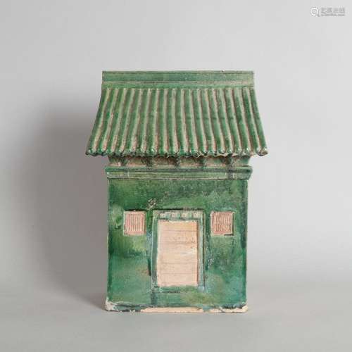 A Chinese Ming Dynasty Green Glazed Mininature of A Farmhous...