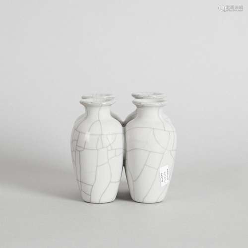 A Chinese Crackle-Glazed Quatrefoil Vase (Yongzheng Nian Zhi...