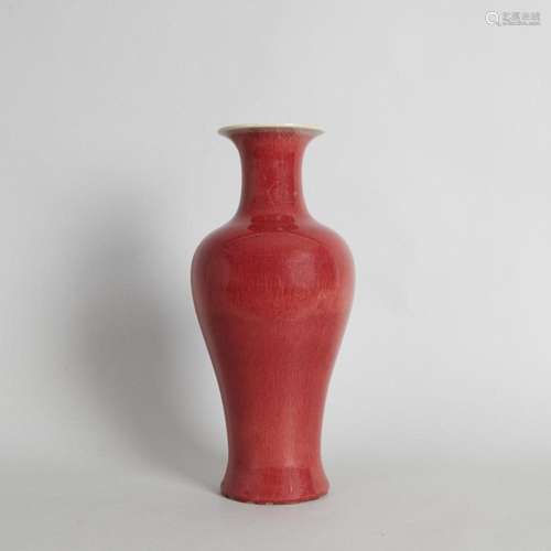 A Chinese Red-Glazed Baluster Vase (Da Qing Qianlong Nian Zh...