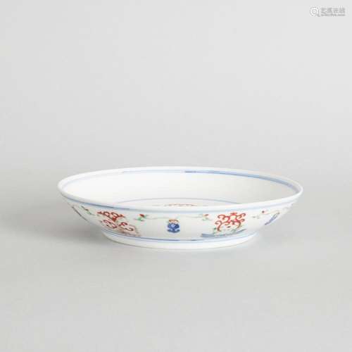 A Chinese Blue and White Enamelled Dish (Da Qing Guangxu Nia...