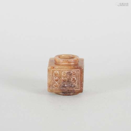 A Chinese Archaistic Brown Jade Cong