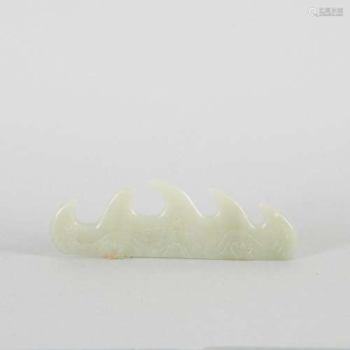 A Chinese Celadon Jade Brush Rest in the form of Moutain