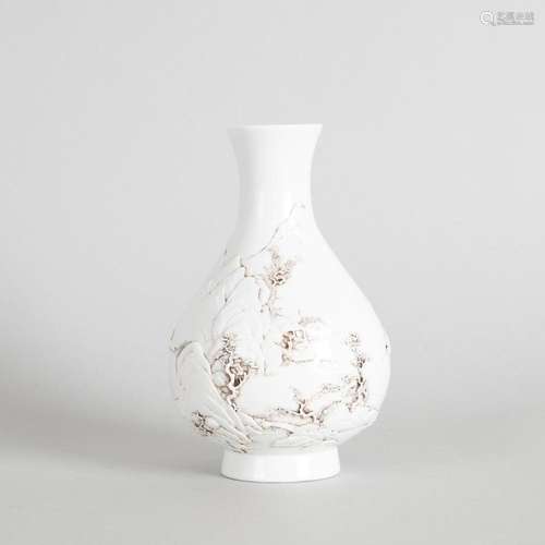 A Chinese Biscuit Porcelain 'Landscape' Bottle Vase,...