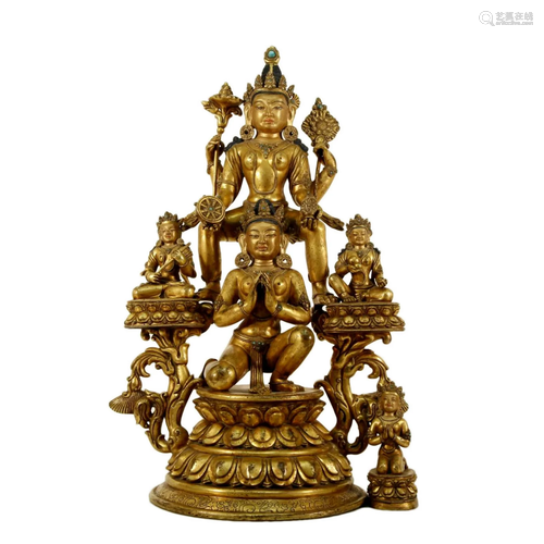 Gilt Bronze Bodhisattva Statue