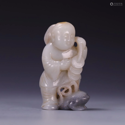 A Hetian Jade 'Liu Hai Playing With A Toad' Decora...