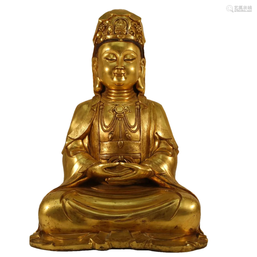 A Gilt-Bronze Figure Of Guanyin