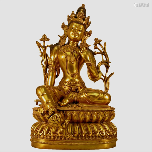 A Gilt-Bronze Figure Of Green Tara