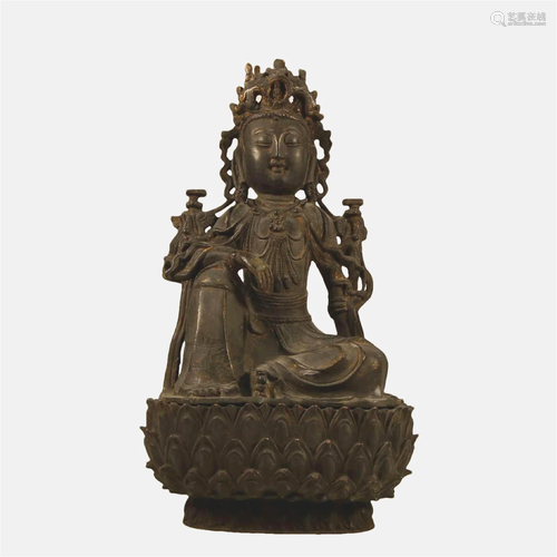 A Gilt-Bronze Figure Of Guanyin