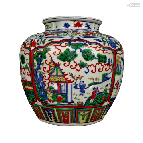 A Blue And White Wucai 'Figure' Vase