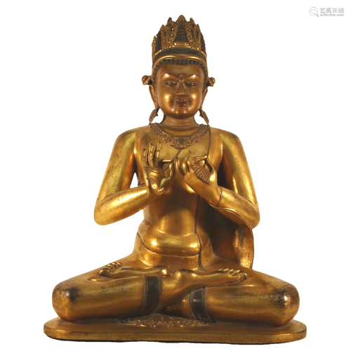 A Gilt-Bronze Figure Of Bodhisattva With Inscriptions