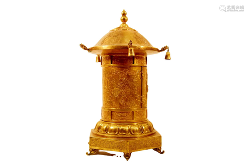 A Gilt-Bronze Buddhist Shrine