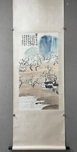 A Chinese Ink Painting Hanging Scroll By Qi Baishi