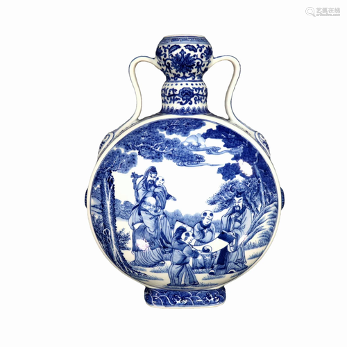 A Flat Blue And White Vase