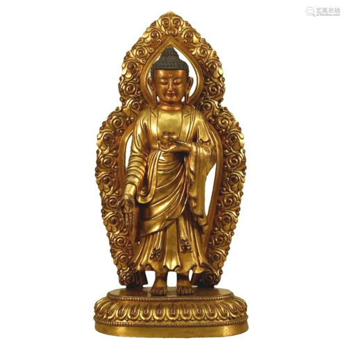 A Gilt-Bronze Figure Of Buddha Shakyamuni