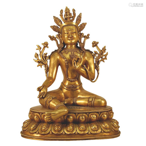 A Gilt-Bronze Figure Of Green Tara