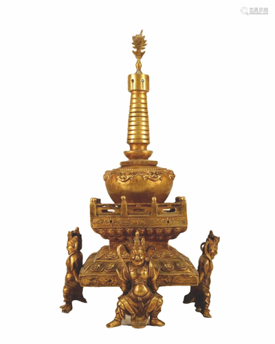 A Gilt-Bronze Buddhist Shrine