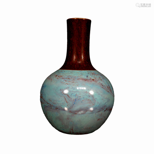 A Faux Bois-Enameled Vase