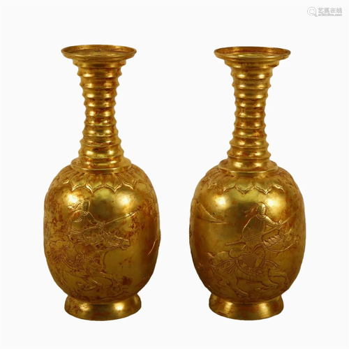 A Pair Of Gilt-Bronze 'Figure' Vases