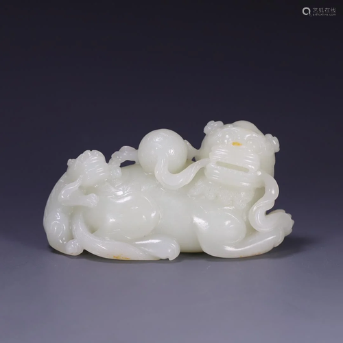 A Hetian Jade Lion Group