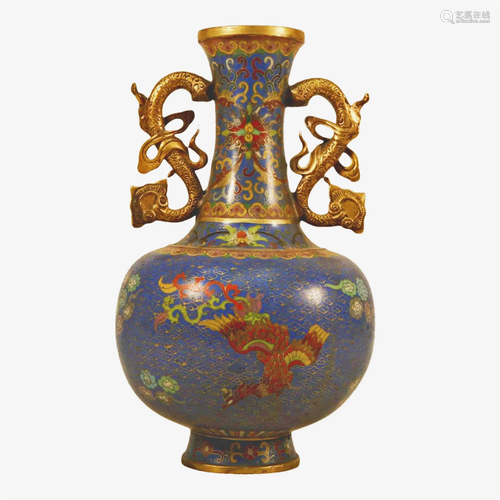 A Cloisonne 'Phoenix& Flower' Vase