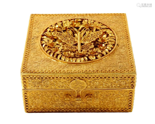 A Gilt-Bronze 'Butterfly& Flower' Box With Two...