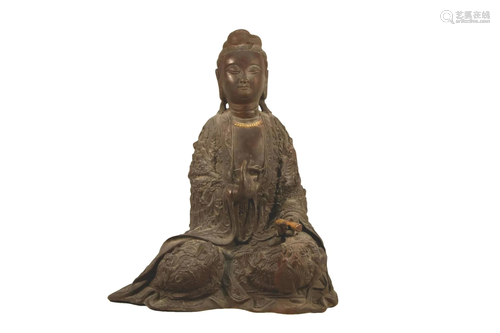 A Bronze Figure Of Guanyin