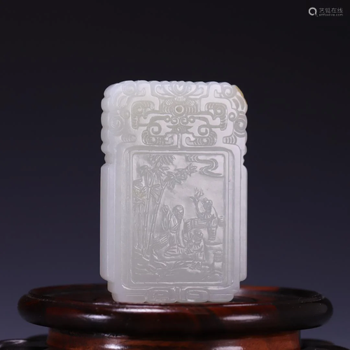 A Hetian Jade 'Story& Poem' Panel