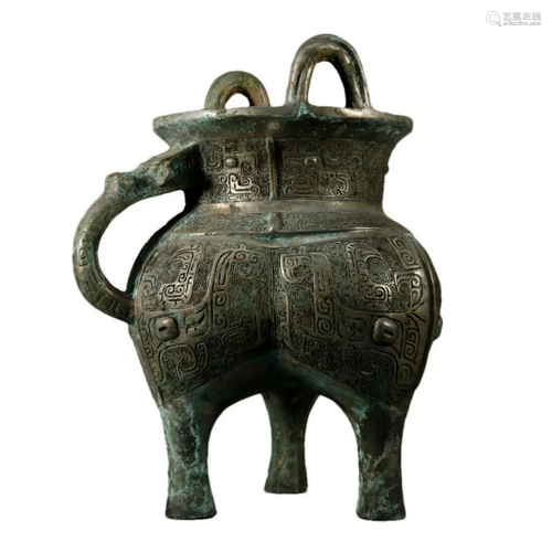 A Bronze 'Mythical Beast' Tripod Ritual Cup