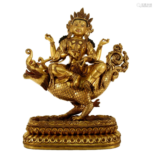 Gilt Bronze Bodhisattva Statue