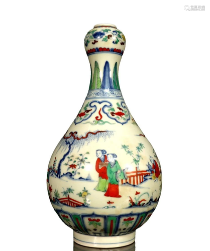 A Blue And White Doucai 'Figure' Vase