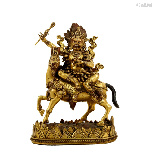 Gilt Bronze Horse-Riding Mammon