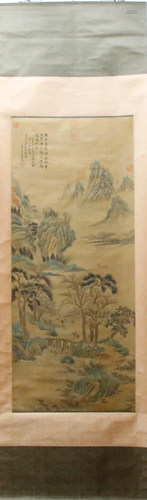 A Chinese Ink Painting Hanging Scroll By Dong Bangda