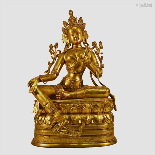 A Gilt-Bronze Figure Of Green Tara