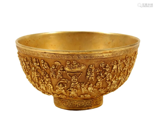 A Gilt-Bronze 'Boy' Bowl