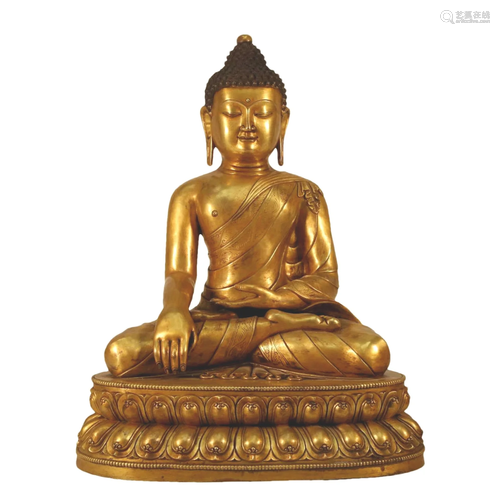 A Gilt-Bronze Figure Of Buddha Shakyamuni