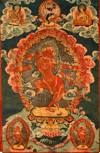 A precious Tibetan Mammon Thangka