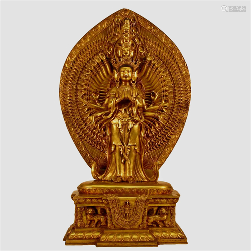 A Gilt-Bronze Figure Of Thousand-Armed Avalokiteshvara With ...