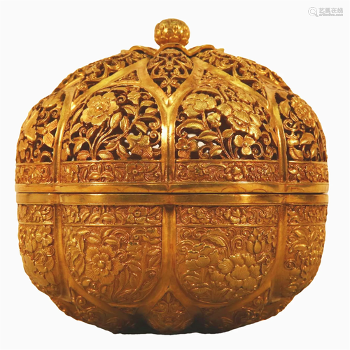 A Gilt-Bronze 'Flower' Box