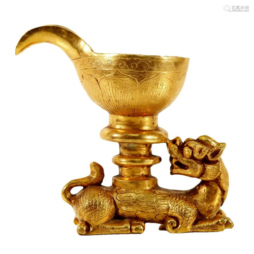 A Gilt-Bronze 'Beast' Cup