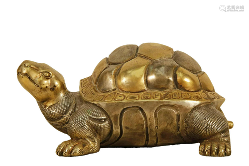 A Gilt-Bronze Silver Tortoise