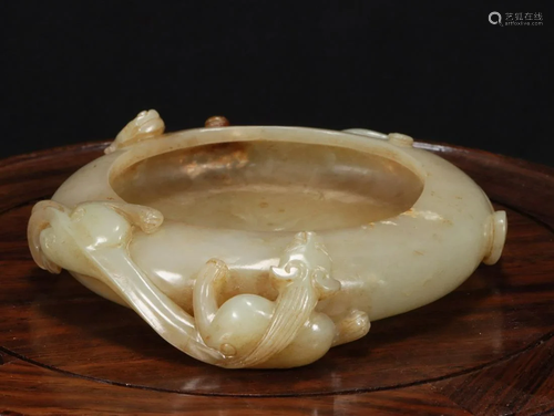 A Hetian Jade Chilong Brushwasher