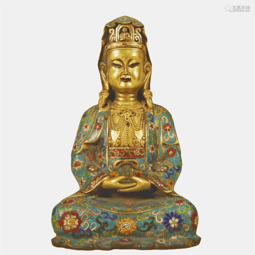 A Gilt-Bronze& Cloisonne Figure Of Guanyin