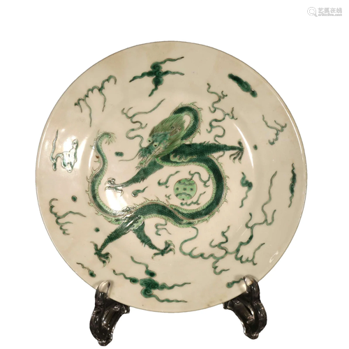 A Lovely Green Color Dragon Plate