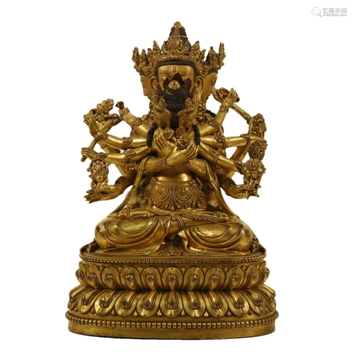 A Gilt-Bronze Figure Of Jubilant Buddha