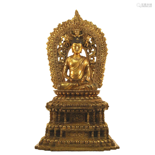 A Gilt-Bronze Figure Of Buddha Shakyamuni