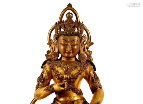 A Gilt Bronze Figure Of Bodhisattva